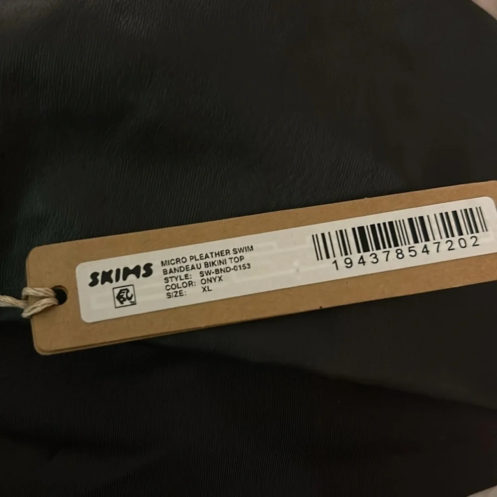 SKIMS Micro (B13) Pleather Swim Bandeau Top Onyx NWT Size XL
